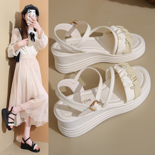 罗马凉鞋女款夏季厚底时尚坡跟