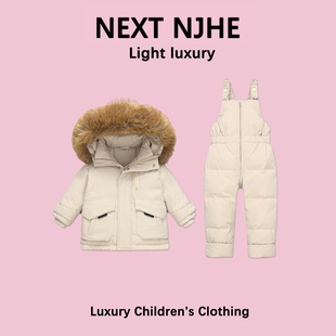 英国NEXT NJHE男女童羽绒服冬季外出宝宝羽绒服背带裤套装滑雪服