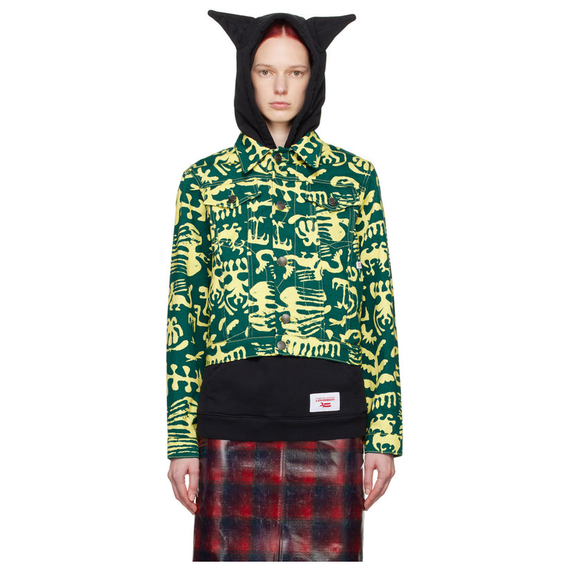 Charles Jeffrey Loverboy 绿色  黄色 Art 牛仔夹克短外套女运