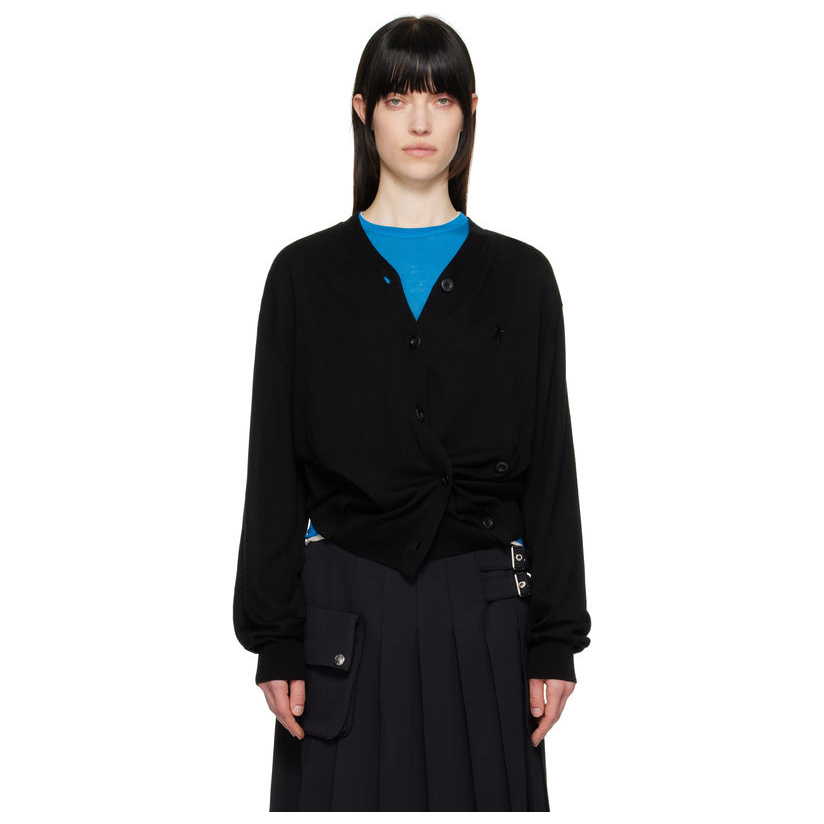 OPEN YY 黑色 Twisted Placket 针织开衫女套头衫经典针织衫时尚