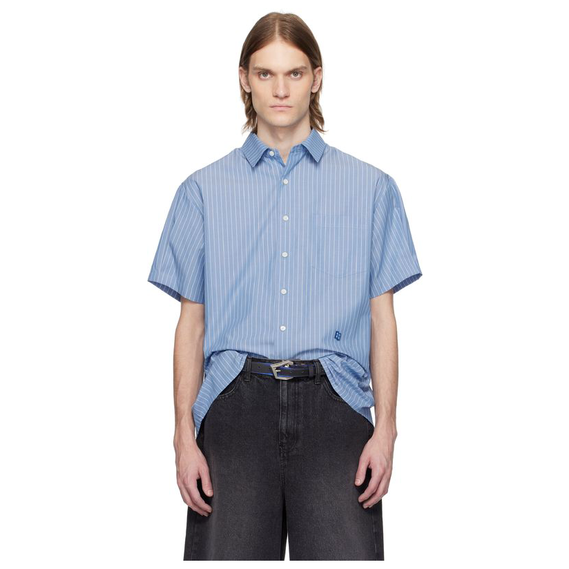 ADER ERROR 蓝色 Sig; TRS Tag Half Sleeve 01 衬衫男衬衫新款