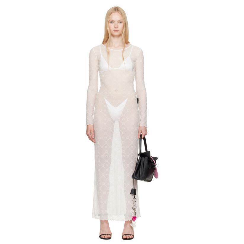 Marine Serre 白色 Moonogram Mesh Flock 连衣裙女百搭OL风仙