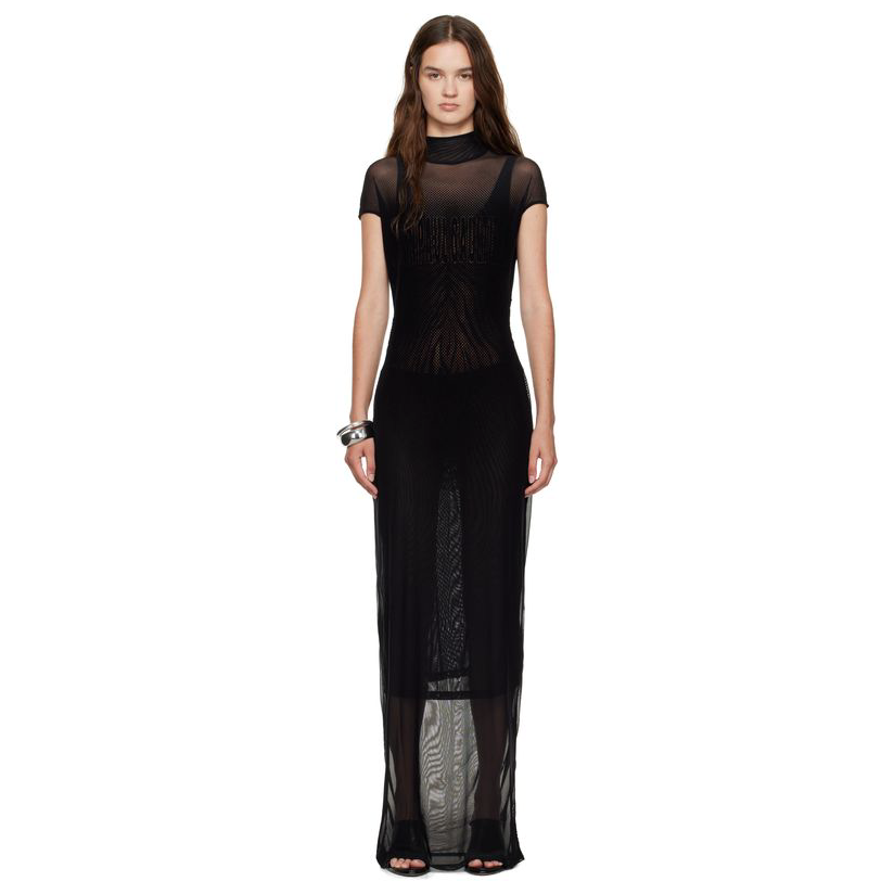 Jean Paul Gaultier 黑色 Sleeveless Flock 连衣裙女仙女裙伴