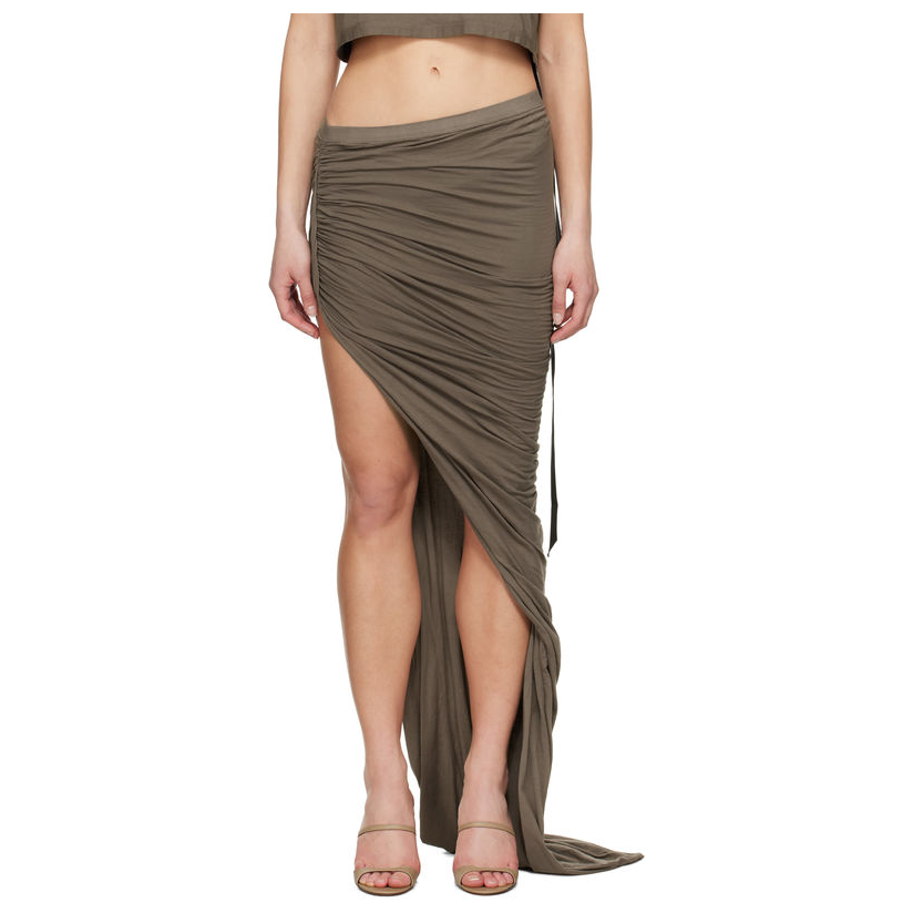 RICKOWENS 灰褐色 Hollywood Soft Edfu 半身裙女通勤裙子女伴