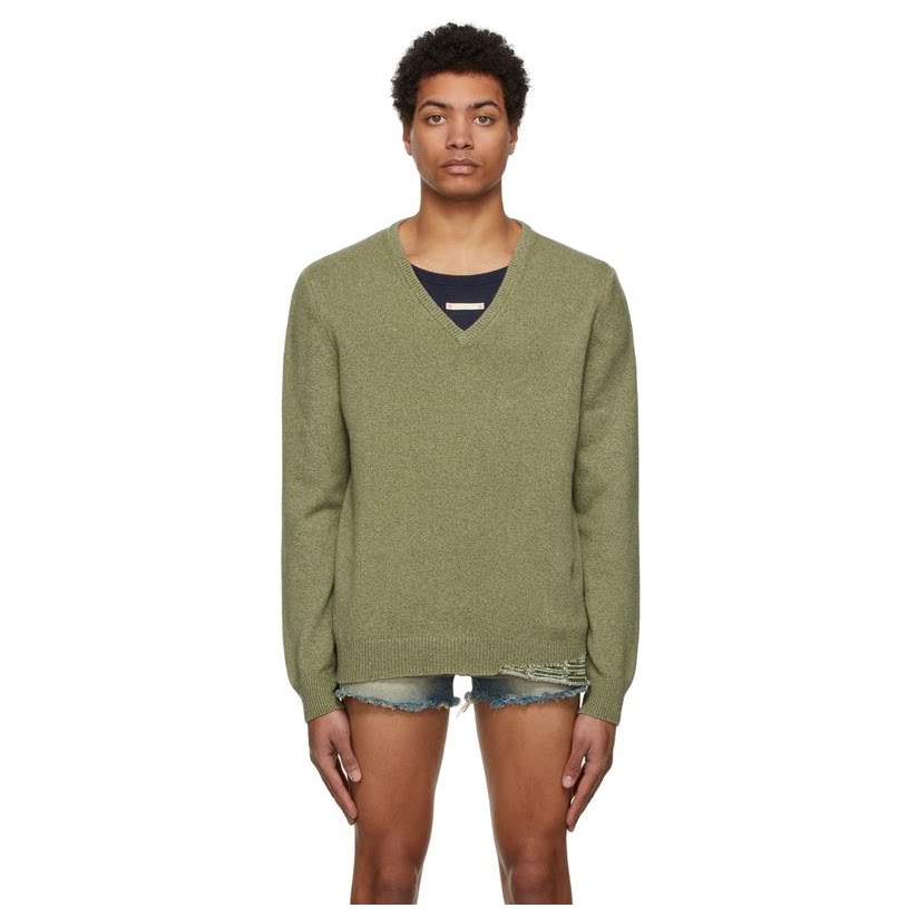 maison margiela 马丁·马吉拉 绿色 double layer 毛衣男毛衣