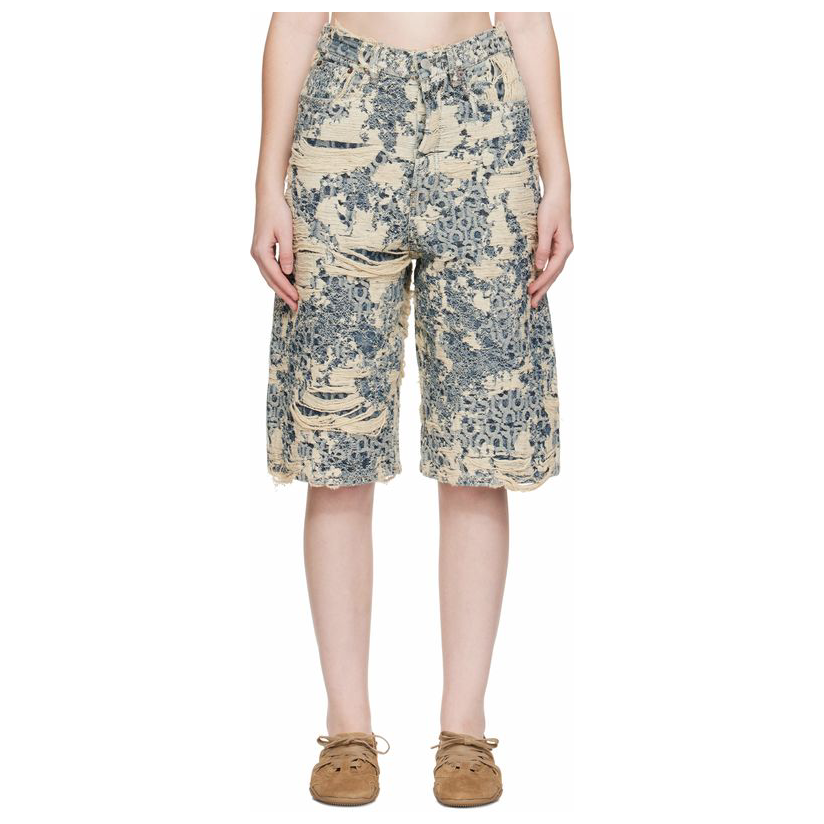 Acne Studios 蓝色 Distressed Monogram 牛仔短裤女
