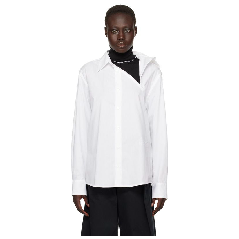 Mm6 Maison Margiela 白色 Asymmetrical 衬衫女衬衣情侣T恤百