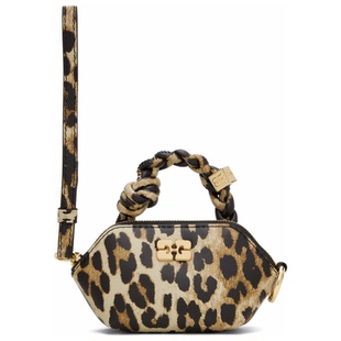 GANNI 手提包女 迷衣APP优惠码 Bou Nano 棕色 ：KCHP Leopard