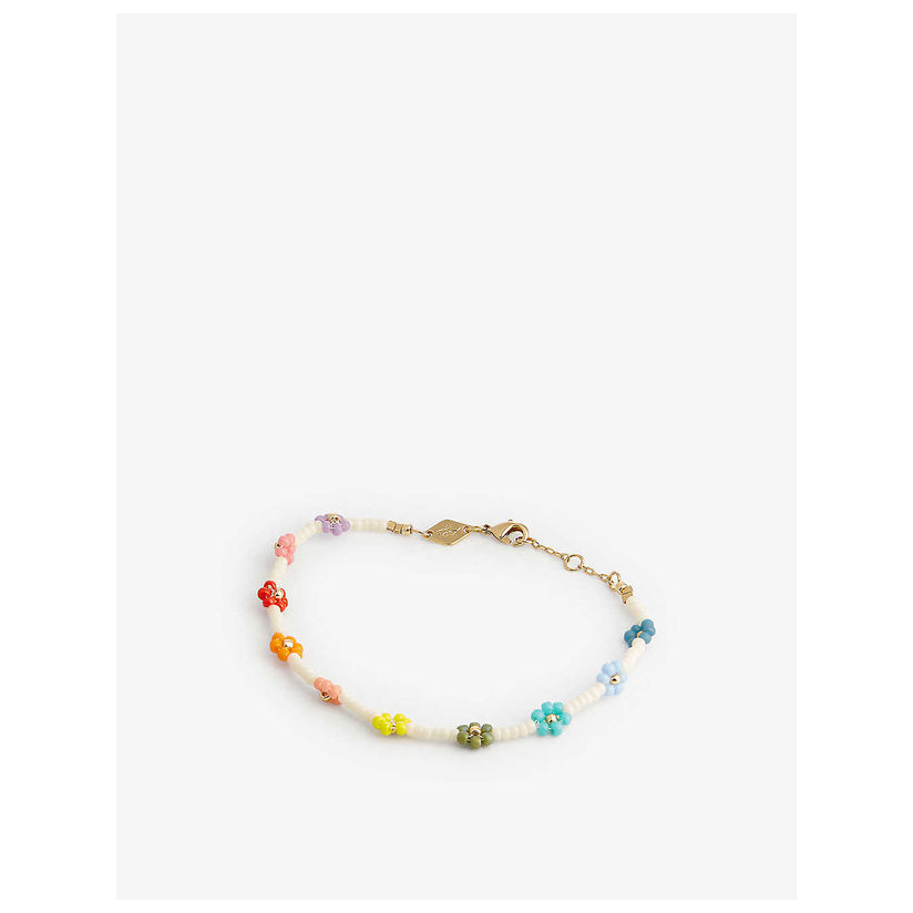 anni lu flower power 18k 镀金黄铜和玻璃串珠项链女