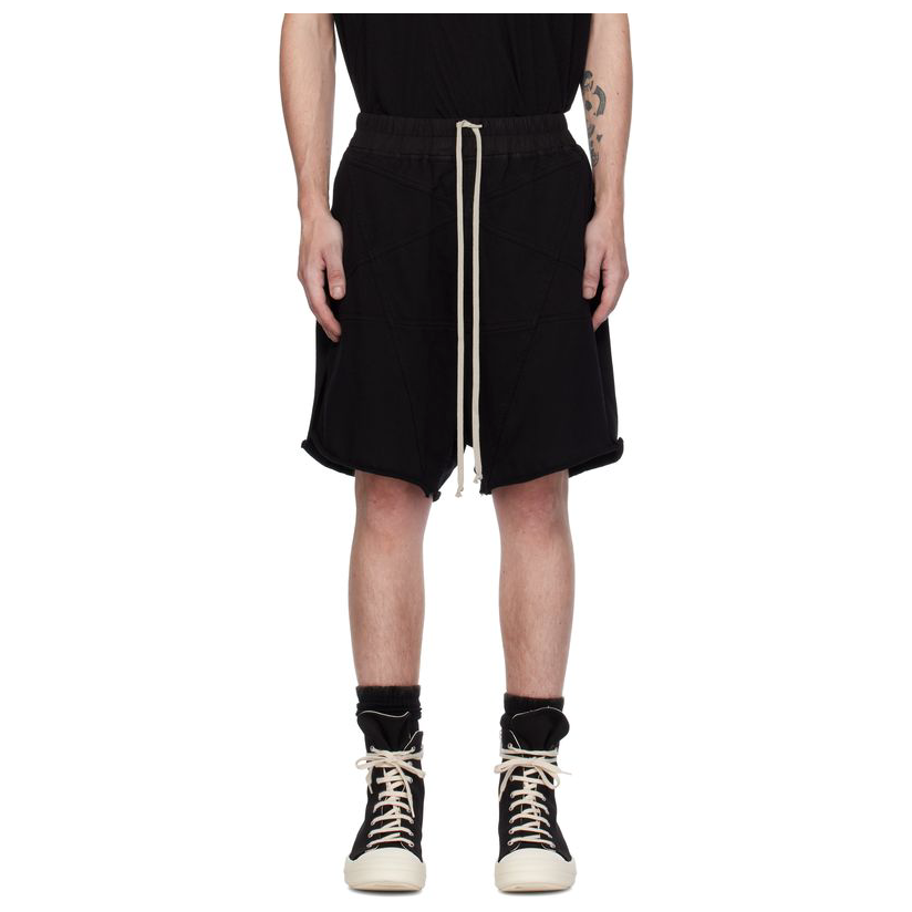 RICKOWENS 黑色 Porterville Trucker Cut Offs 短裤男透气登山