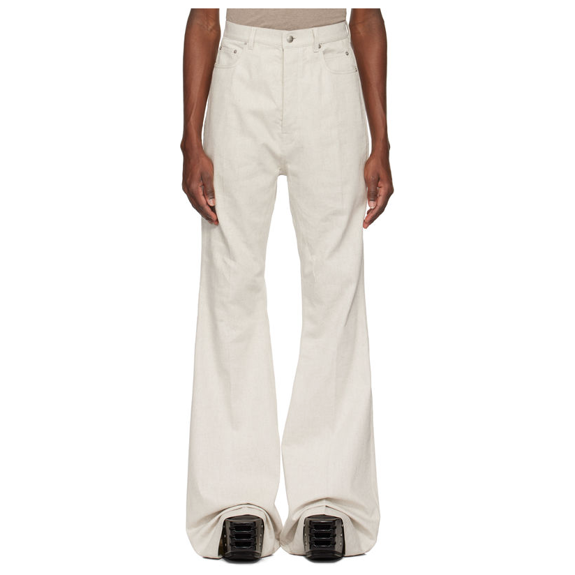 RICKOWENS 灰白色 Hollywood Bolan Bootcut 牛仔裤男透气男裤