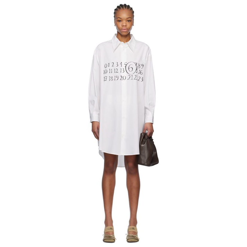 Mm6 Maison Margiela 白色 Logo Poplin 连衣裙女裙子女百搭OL
