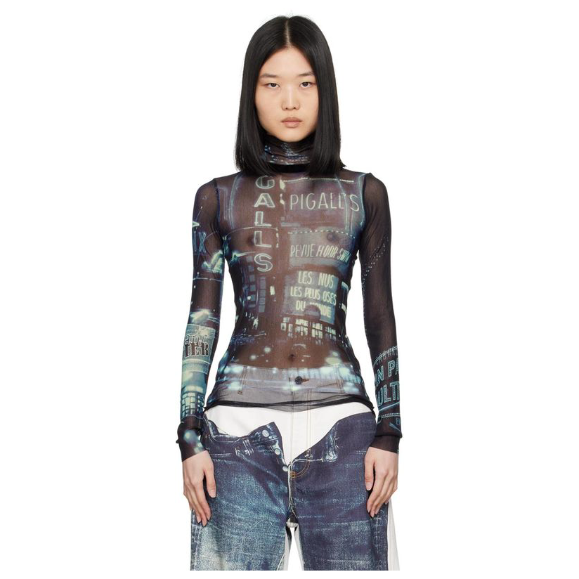 Jean Paul Gaultier 蓝色 The Pigalle 高领衫女时尚针织衫经典