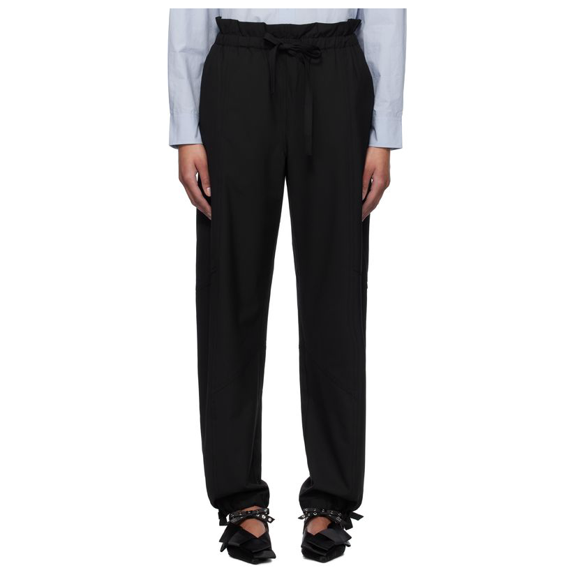 GANNI 黑色 Drapey Melange Elasticated Waist 长裤女