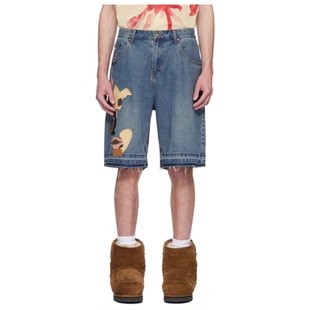 Baggy Face Patchwork 男登山 牛仔短裤 Studios Kidsuper 蓝色
