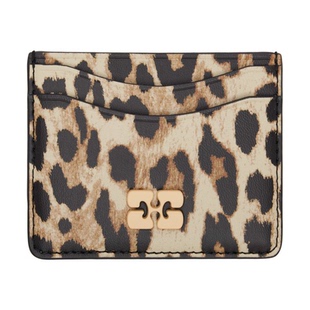 甘尼 Leopard Ganni 黄褐色 卡包男耐用信用卡名片 Printed Bou