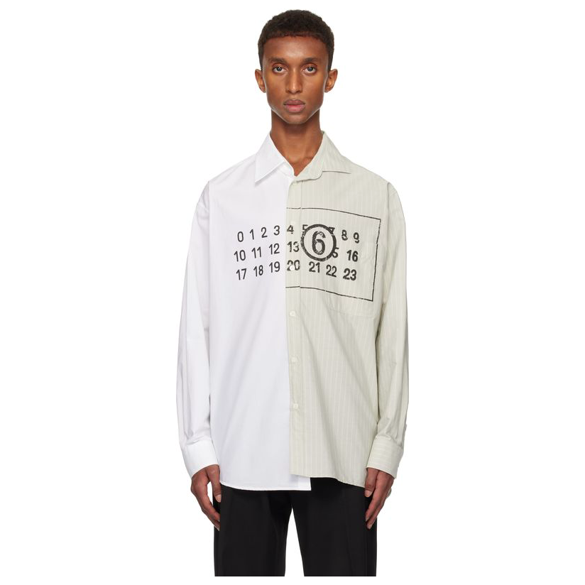 Mm6 Maison Margiela 白色  绿色 Numeric 衬衫男休闲经典新款