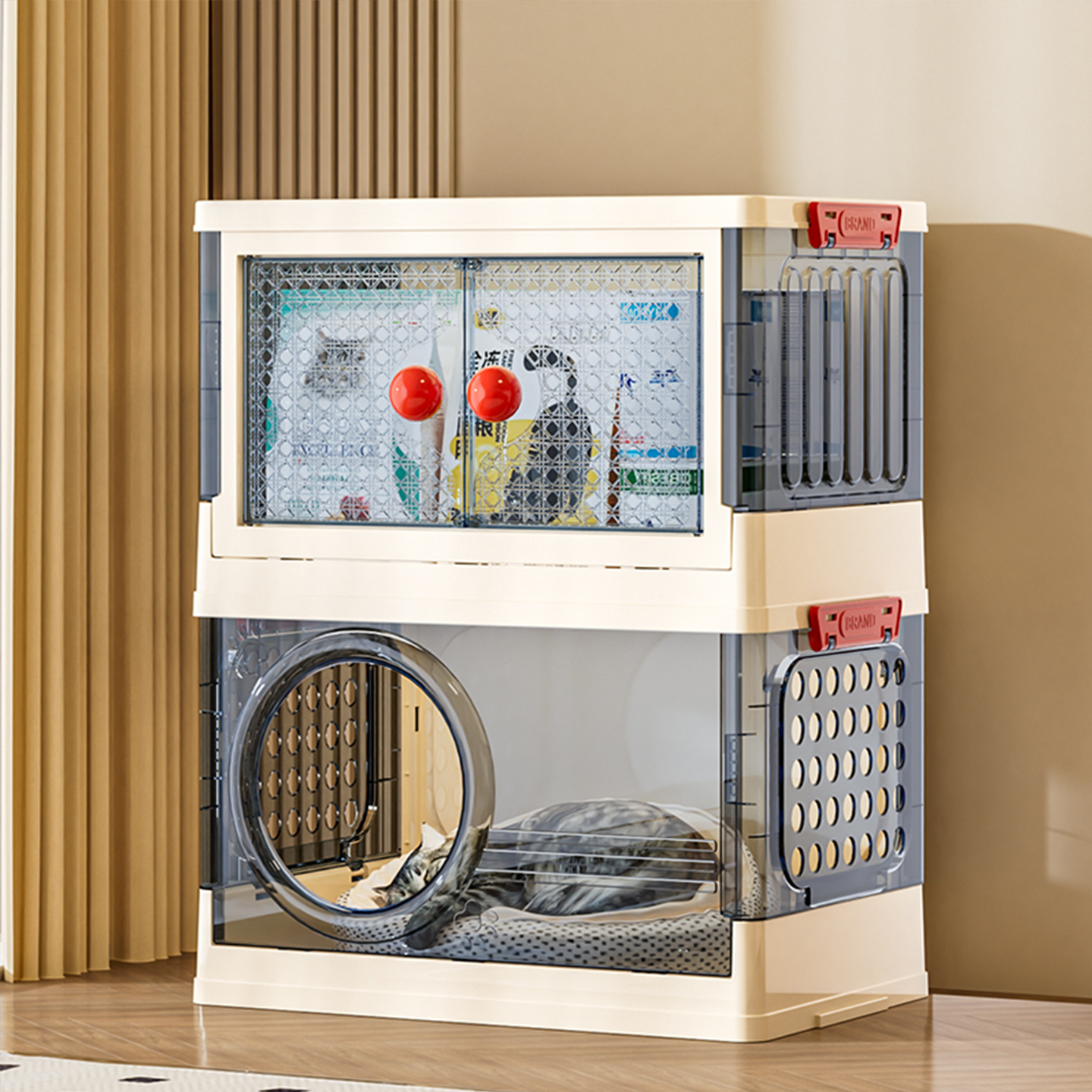 折叠猫窝四季通用保暖幼猫笼子新风除臭猫屋宠物柜猫粮零食收纳柜