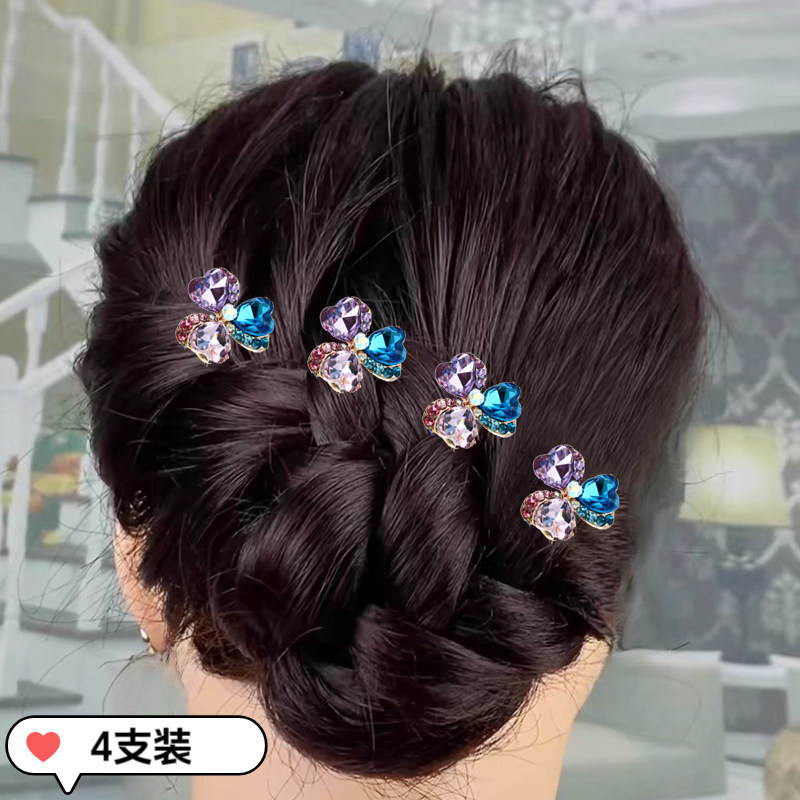 韩国优雅喜婆婆盘发夹头饰小发簪卡子新娘饰品插针婚宴发饰U型夹