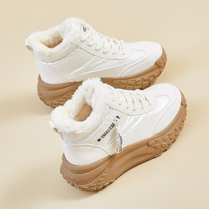 时尚雪地靴女2025年新款冬季加绒加厚高帮鞋爆款厚底百搭保暖棉鞋