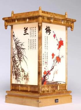 金丝楠木宫灯小叶桢楠高档氛围感宫灯高端简约画灯桌面摆件