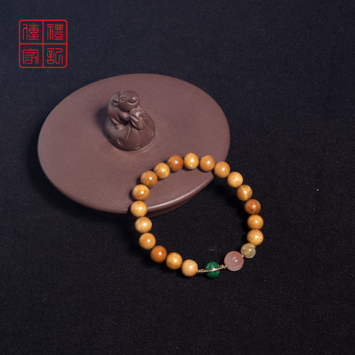 金丝楠木手串静心盘玩木质佛珠1.0cm绕指念珠DIY小叶桢楠手持手链