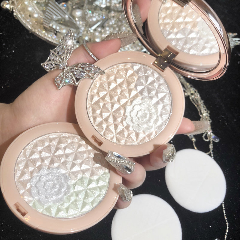 会发光的粉饼带细闪亮晶晶定妆蜜粉饼珠光爆闪舞台妆控油大容量