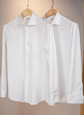 【Sales折扣】PM Alumo高端线四季白色三步手工衬衫【不 退换】