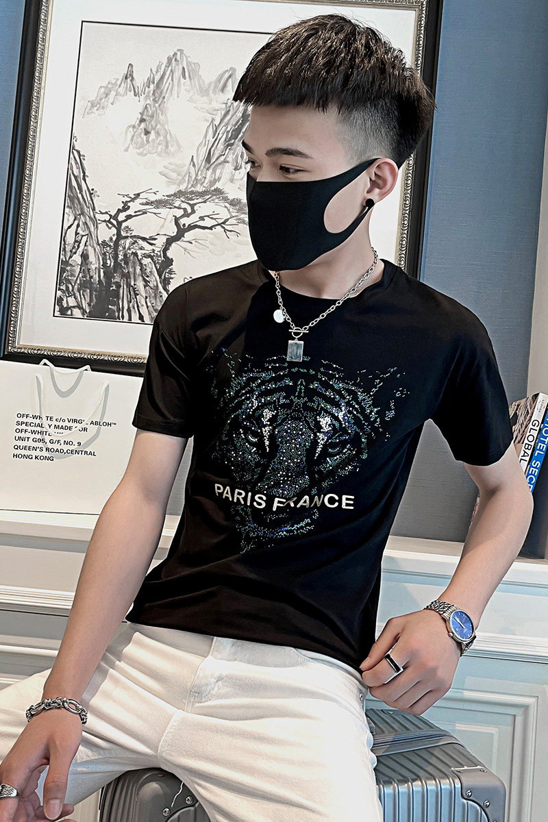 2025夏季男短袖t恤半袖潮流修身网红超火ins衣服潮牌百搭AT43-P38,男装T恤,电商A270