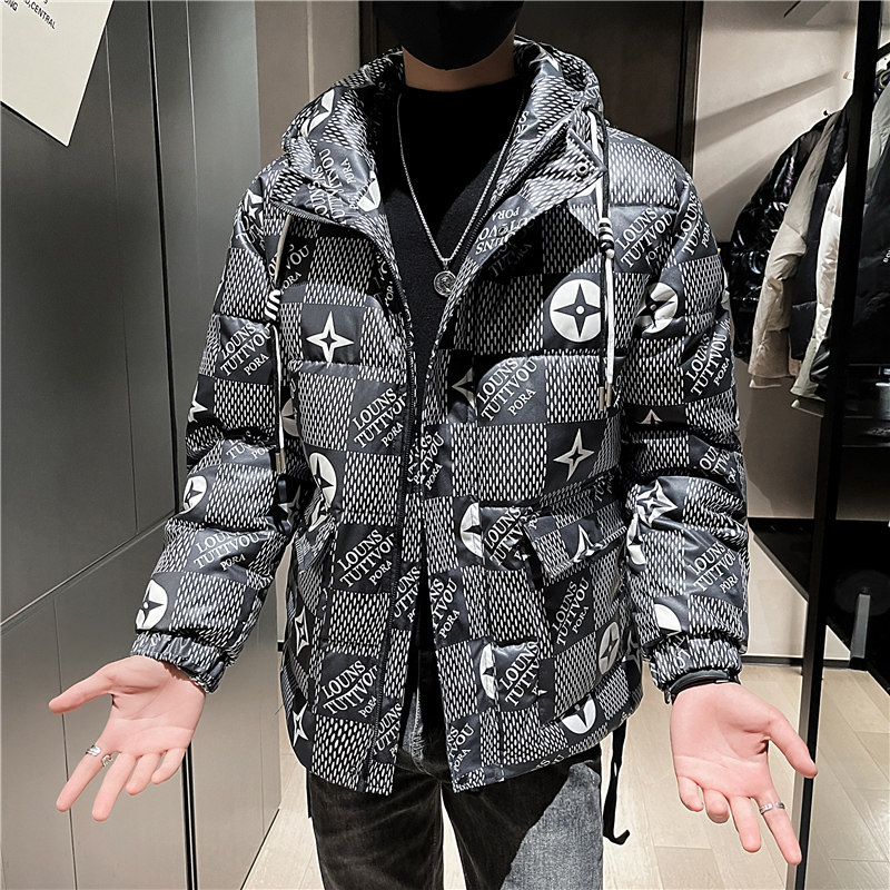 2025男士棉服花外套韩版潮牌时尚痞帅棉衣连帽棉袄时尚P138,男装棉衣,电商A270