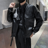 2025男士皮夹克潮牌痞帅工装皮衣外套精神小伙休闲P88，男装夹克，电商A270