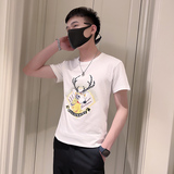 圆领T男装套头夏季打底时尚潮牌修身短袖薄钻半袖烫体恤p28，男装T恤，电商A270