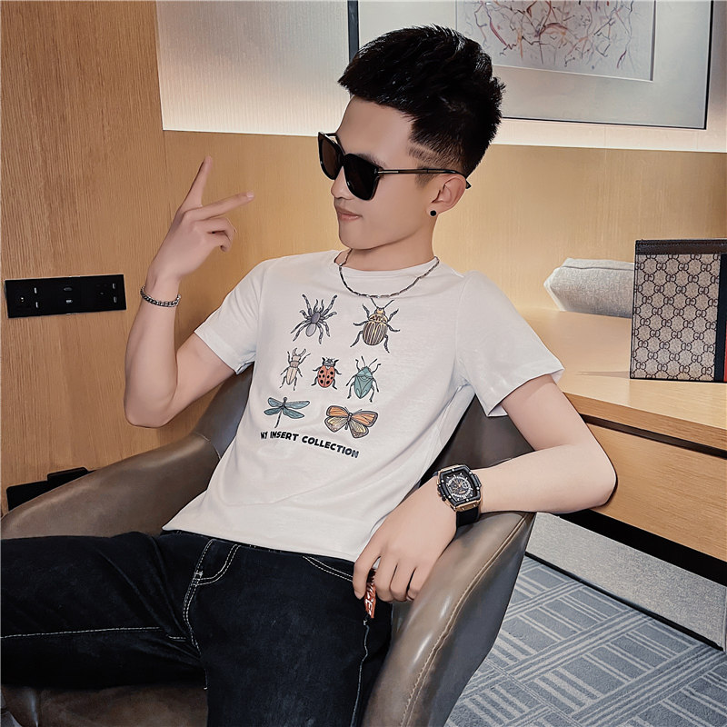 2025夏季男短袖t恤半袖潮流修身网红ins上衣衣服潮牌AT40-P35,男装T恤,电商A270