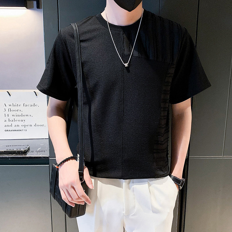 夏季男士t恤男装短袖半袖潮流潮牌体恤高级感痞帅P48,男装T恤,电商A270
