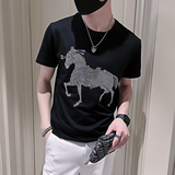 潮牌男装夏季男短袖t恤印花修身衣服恤圆领打底体恤半袖韩版p28，男装T恤，电商A270