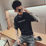 2025夏季新款韩版男士帅气潮流短袖T恤七分袖衬衫网红痞帅衬衣潮，男装T恤，电商A270