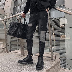 牛仔裤修身裤子潮流弹力潮牌男韩版2025新款秋季哈伦裤小脚裤P55图片