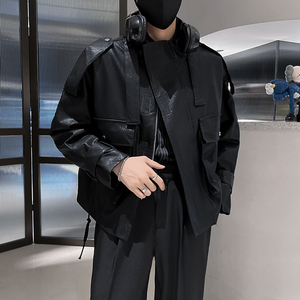 2025新款男士皮夹克潮牌皮衣痞帅暗黑工装外套雅痞p98图片