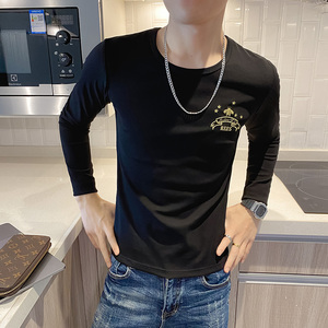 2021打底衫长袖T恤男韩版修身上衣服秋季新款精神小伙秋衣P40图片