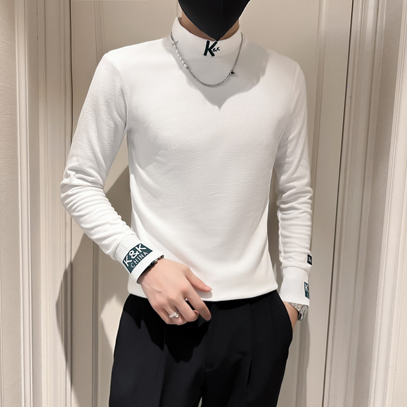 2025春秋季长袖T恤男打底衫小衫半高领刺绣男装上衣CT10-P45,男装T恤,电商A270