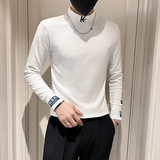 2025春秋季长袖T恤男打底衫小衫半高领刺绣男装上衣CT10-P45，男装T恤，电商A270