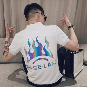 男士polo衫短袖紧身上衣服潮流韩版翻领t恤潮牌2025夏季修身P48图片