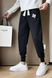 冬季男加绒潮流束脚加厚字母休闲裤2022痞帅新款X159-P48加绒53-图片