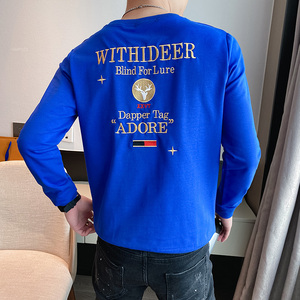 卫衣男生春秋季长袖圆领刺绣痞帅外套打底衫小衫网红2025新款P55图片