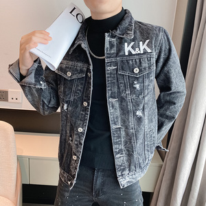 2025秋季外套男牛仔衣服夹克潮流春秋款痞帅精神小伙网红炸街P68图片