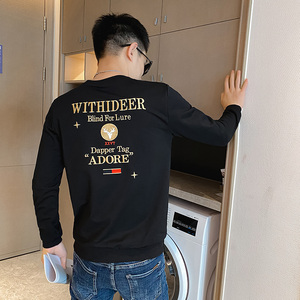 卫衣男生春秋季长袖圆领刺绣痞帅外套打底衫小衫网红2025新款P55图片