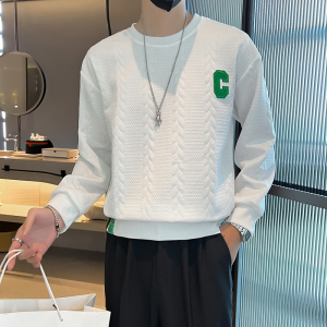 2025春秋季男士卫衣长袖套头休闲纯色痞帅休闲ins上衣服打底衫P38图片