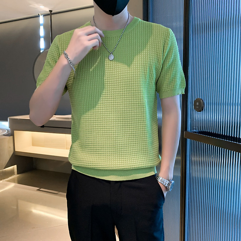夏季男士t恤男装短袖半袖冰丝潮流潮牌体恤AT332-p48图片