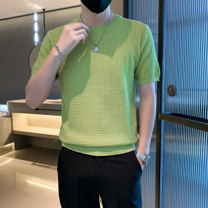 夏季男士t恤男装短袖半袖冰丝潮流潮牌体恤AT332-p48图片