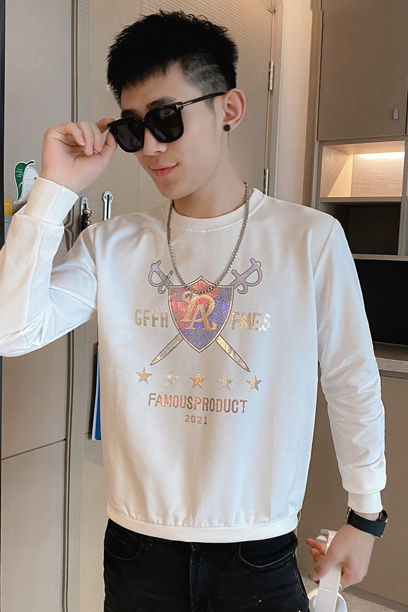 卫衣潮牌长袖秋季男士印花网红T恤小衫帅气百搭2025春秋款P55,男装T恤,电商A270